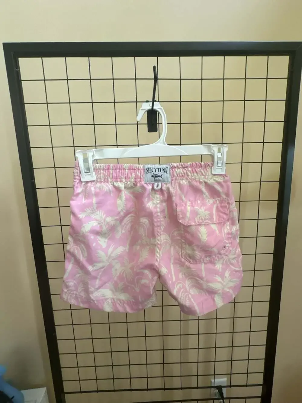 Spicy Tuna Pink Palm Tree Print Boys Swim Trunks Size 10